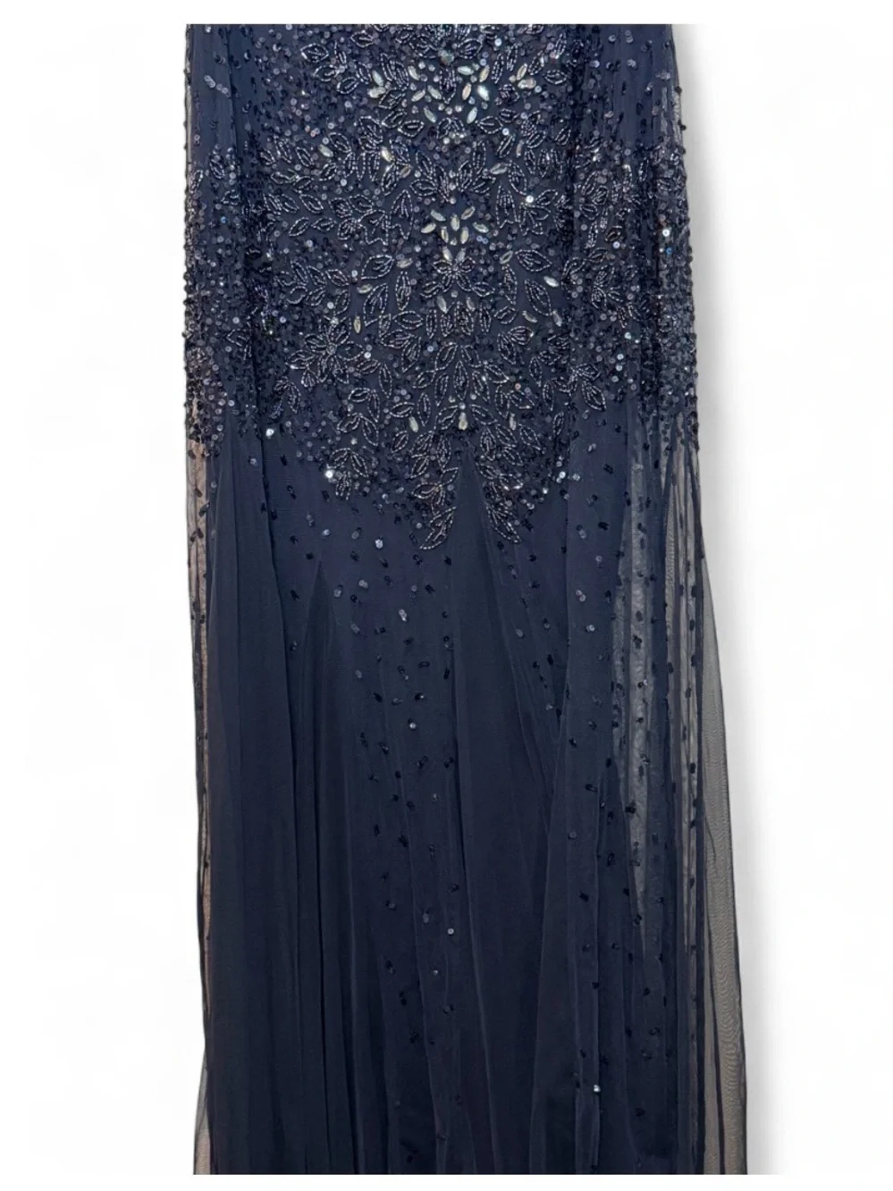 Adrianna Papell Women’s Midnight Beaded Cap Sleeve Formal Evening Gown Dress 14W